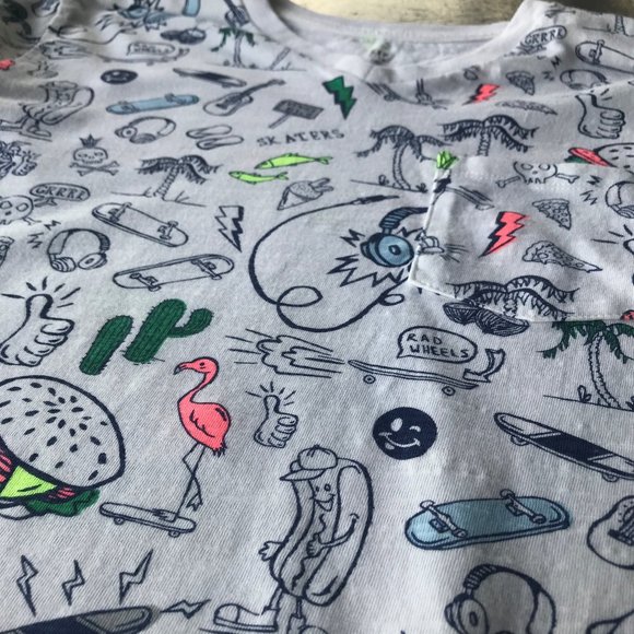 GAP Kids White Neon Cool Kid Summer V-Neck T-Shirt - Picture 3 of 5